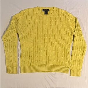 Brooks Brothers Yellow Crewneck Cable Knit Sweater